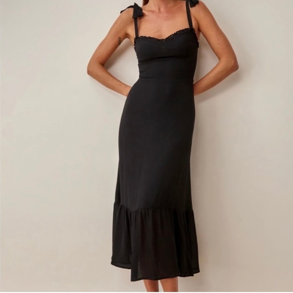 Reformation Black Midi Dress